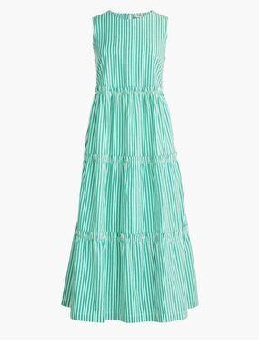 J.crew Factory Green and White stripe Midi dress